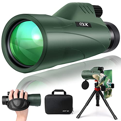 12x56 High Power Monocular Telescope for Adults | Comes with Smartphone Adapter Tripod Travel Bag | Bird Watching Hunting Hiking Camping Gift - Green