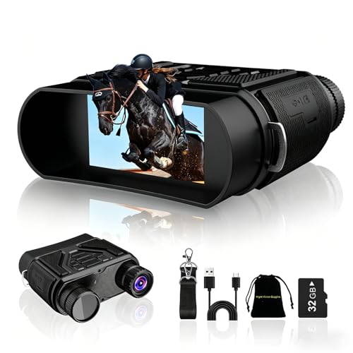 Night Vision Goggles-Digital Night Vision Binoculars with 8X Zoom & 32GB Card, 4000mAh Rechargeable IR Night Vision for Complete Darkness, Camping Gear, Gifts for Men