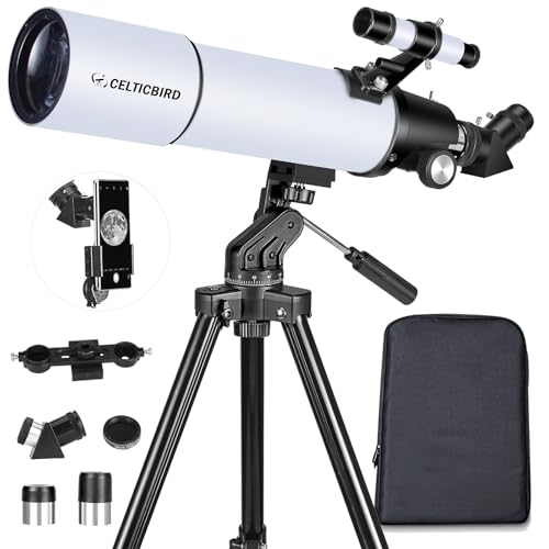 Celticbird Telescope for Adults High Powered, 80mm Aperture 600mm AZ Mount Refractor Telescope for Kids Beginners - Portable Telescopes for Adults Astronomy with Backpack, Phone Adapter, Moon Filter