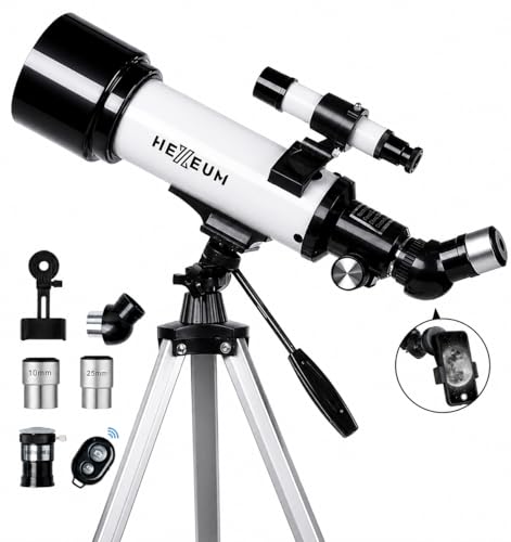 Koolpte Telescope for Kids & Adults - 70mm Aperture 500mm AZ Mount Fully Multi-Coated Optics Astronomical refracting Portable Telescopes, with Tripod Phone Adapter, Carrying Bag, Remote Control White
