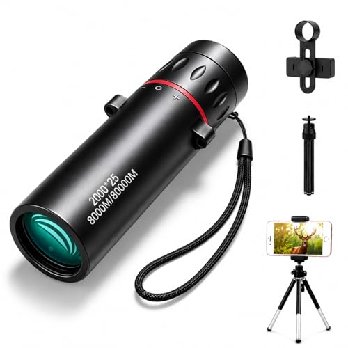 Mini Monocular Telescope with Phone Adapter, 25X Magnification Portable Single Tube for Hiking, Bird Watching, Stargazing, and Outdoor Adventures