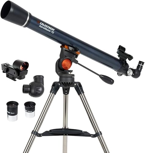 Celestron – AstroMaster 70AZ Telescope – Refractor Telescope – Fully-Coated Glass Optics – Adjustable-Height Tripod – Bonus Astronomy Softwa