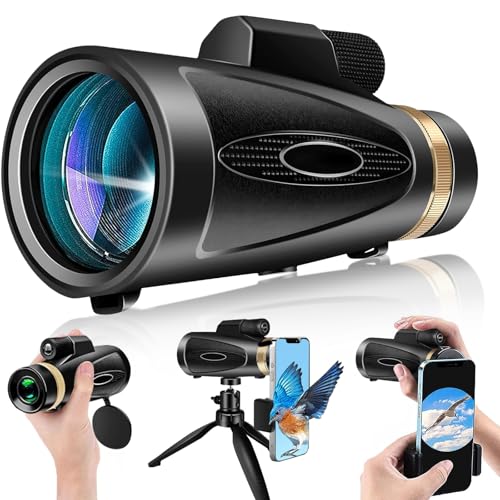 Monoculars for Adults High Powered 80x100 with Smartphone Adapter Tripod BAK4 Prism FMC Lens for Travel Bird Watching Wildlife Hiking Camping