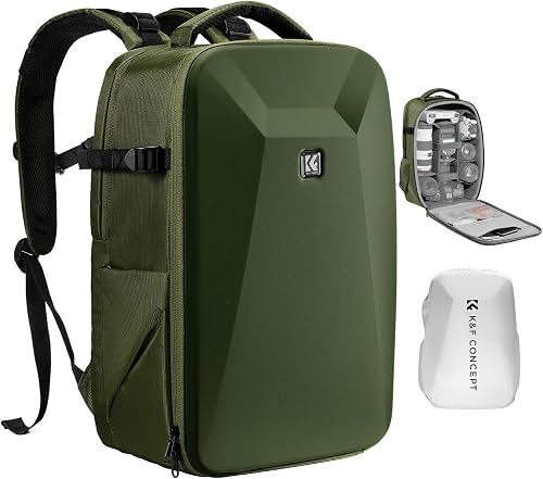 K&F CONCEPT Camera Backpack,Hardshell Photography DSLR Camera Bag with 15-15.6 Inch Laptop Compartment Hard Shell Camera Case Compatible wit