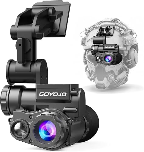 GOYOJO Night Vision Goggles Helmet-Mounted Monocular | 1080P HD NVG with 3X Zoom & Adjustable Infrared | IP66 Waterproof for Hunting, Survei