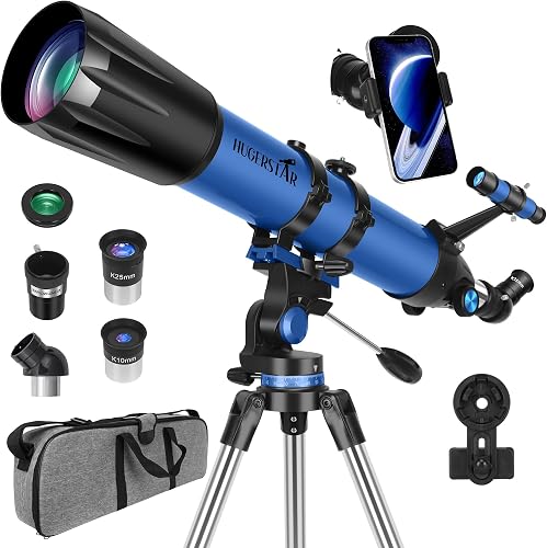 HUGERSTAR Telescope, Telescope for Adults High Powered, 90mm Aperture 800mm Professional Refractor Telescopes for Adults Astronomy Beginners