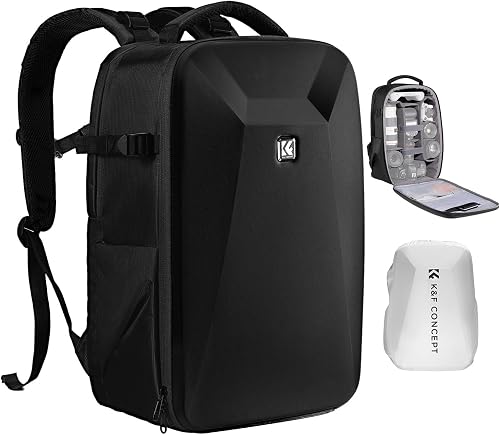 K&F CONCEPT Camera Backpack,Hardshell Photography DSLR Camera Bag with 15-15.6 Inch Laptop Compartment Waterproof Hard Shell Camera Case Com